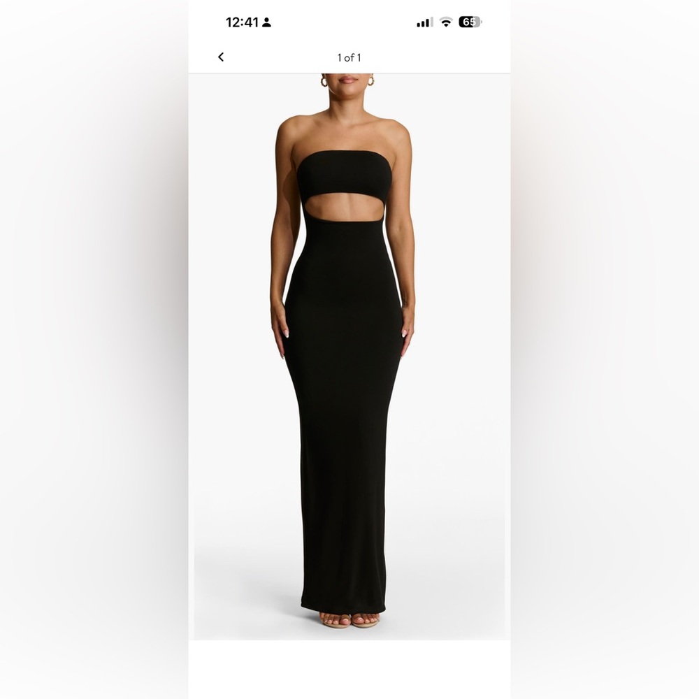 Naked wardrobe smooth tube cut out strapless dress